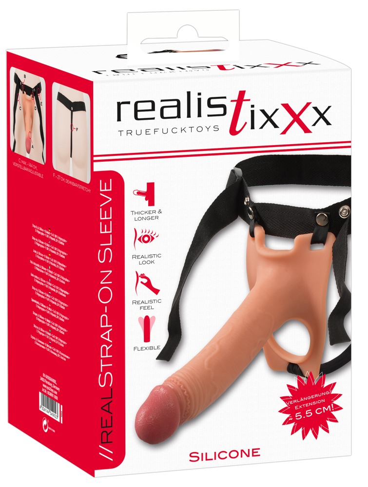 Realistixxx Curea-On Manșon Penis 19,5 cm cu Ham Reglabil