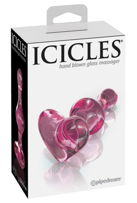 Icicles No. 75 Plug anal din sticlă pentru stimulare la cald și rece Roz