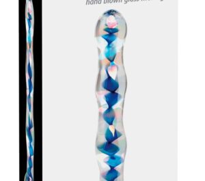 Icicles No. 8 Dildo din sticlă pentru stimulare la cald și rece Transparent Albastru