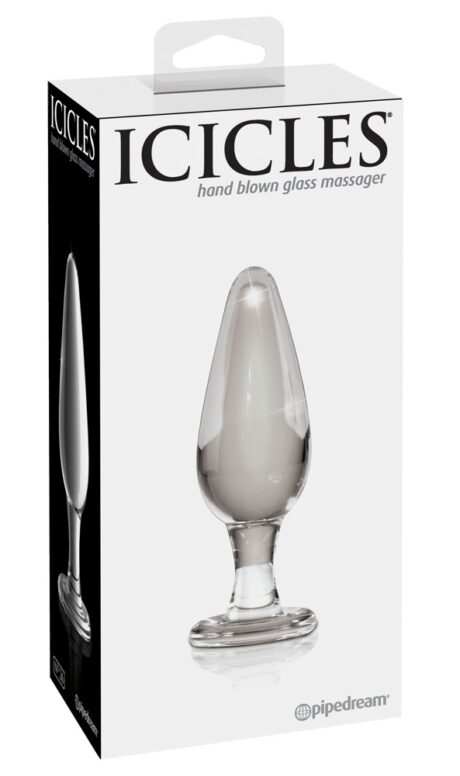 Icicles No. 26 Plug anal din sticlă pentru stimulare la cald și rece Transparent