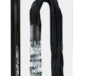 Icicles No. 38 Clear Albastru Dildo din Sticlă cu Flogger din Piele