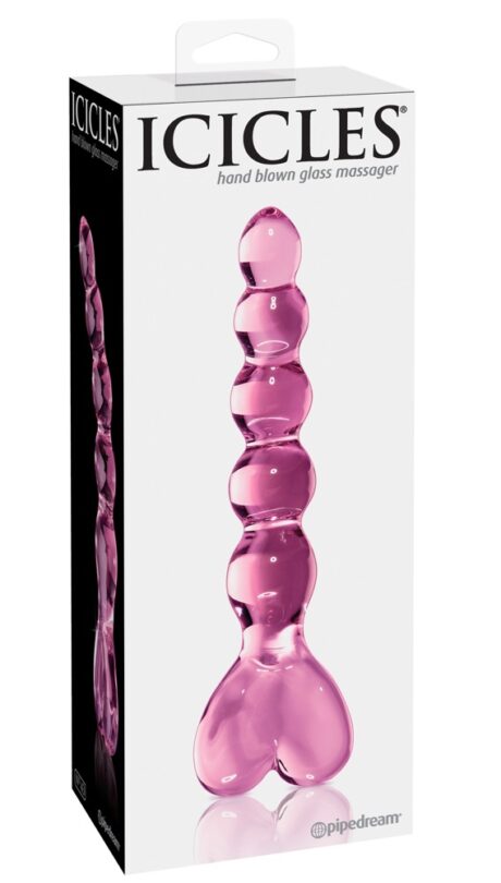 Icicles No. 43 Dildo din Sticlă pentru Stimulare Caldă și Rece, Roz, 20 cm