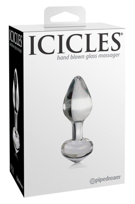 Icicles No. 44 Plug anal din sticlă pentru stimulare la cald și rece Transparent