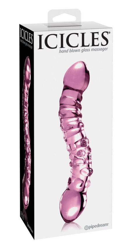 Icicles No. 55 Dildo din sticlă pentru stimulare la cald și rece Roz
