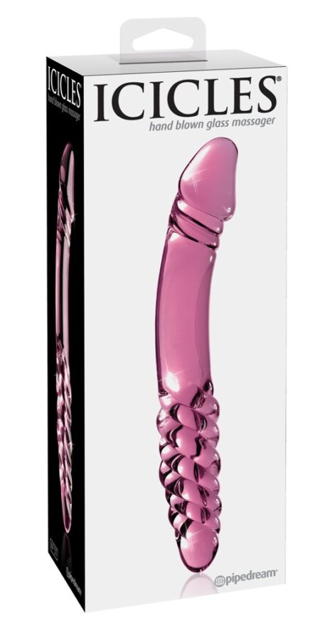 Icicles No. 57 Dildo din sticlă pentru stimulare la cald și rece Roz