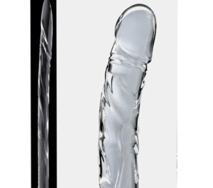 Icicles No. 62 Dildo din sticlă pentru stimulare la cald și rece Transparent