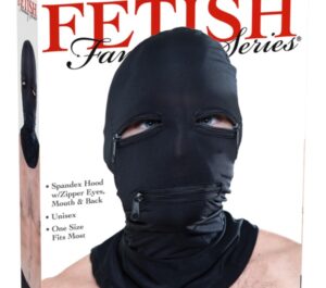 Fetish Fantasy Series Zipper Face Cagulă fetish cu fermoare pentru ochi și gură Negru