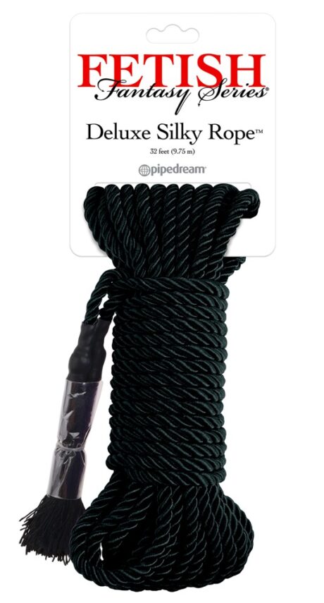 Fetish Fantasy Series Deluxe Silk Frânghie Bondage pentru Shibari, Negru, 10 m