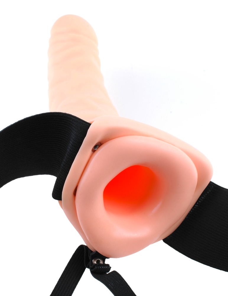 FFS 8 Inch Curea-On Dildo Gol la Interior cu Vibrații și Ham Ajustabil - imagine 5