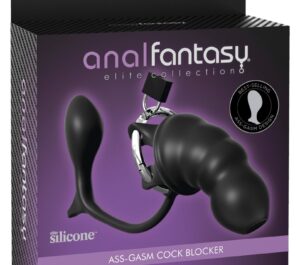 Anal Fantasy Elite Ass-Gasm Cock Blocker Cușcă de Castitate cu Dop Anal și Lacăt