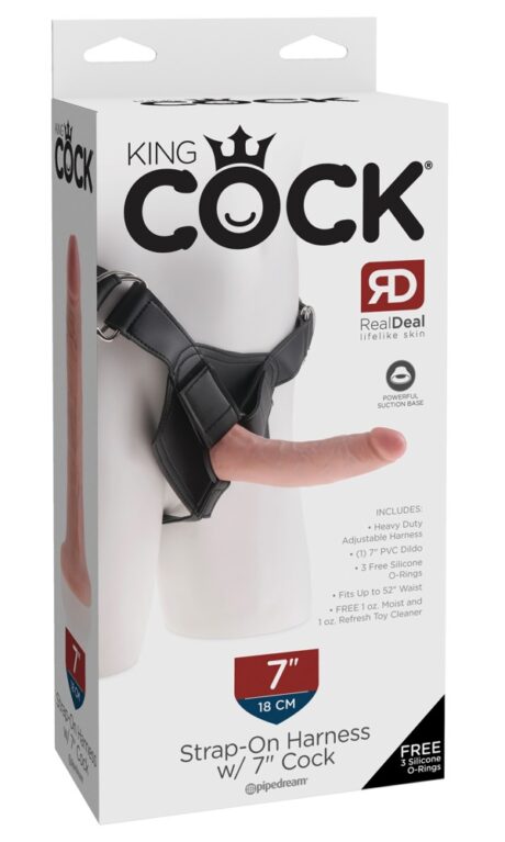 KC 7 Inch Curea-On Dildo Realist cu Ham Reglabil și 3 Inele