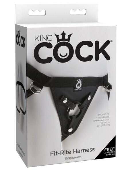 KC Fit Rite Ham Negru Reglabil cu 3 Inele pentru Dildo și Vibratoare