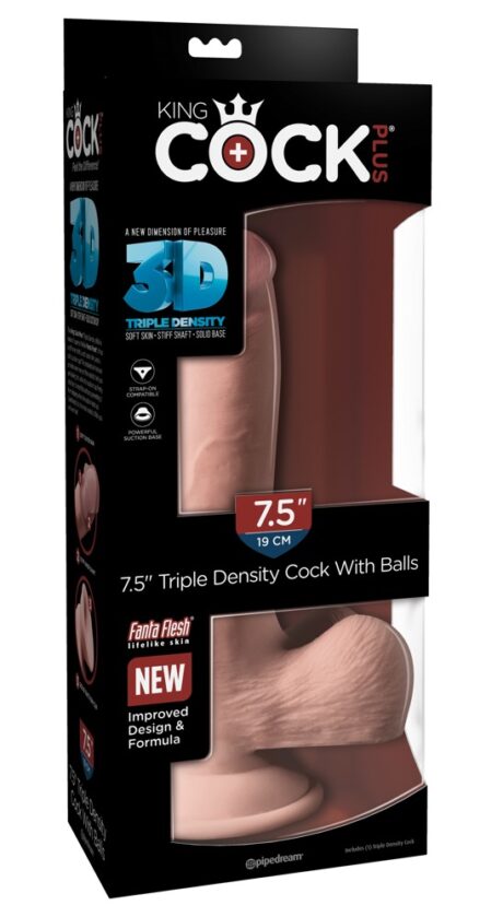 King Cock Plus KCP 7.5 Triple Density Dildo cu Suprafață Moale și Ventuză