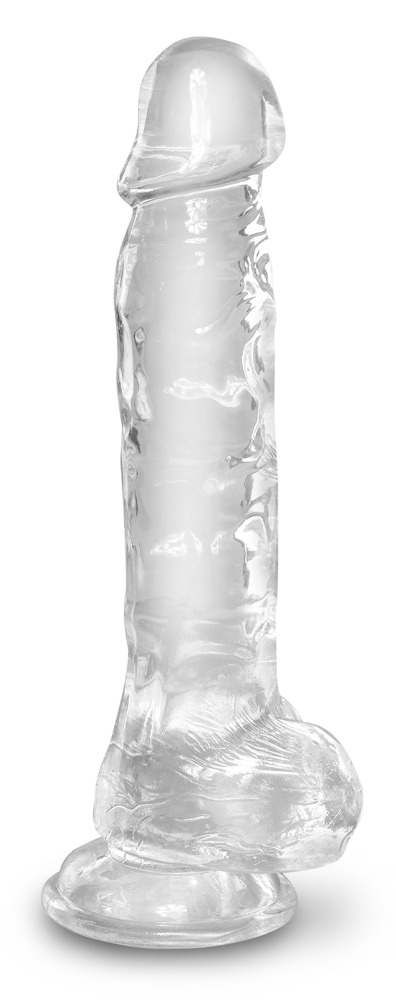 King Cock Clear 8" Cock with Balls Dildo Realist Flexibil cu Ventuză, Transparent, 22,2 cm - imagine 2