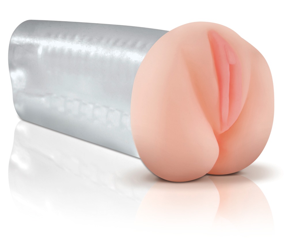 PET Deluxe See-Thru Masturbator Transparent cu Canal Texturat și Diametru Reglabiln - imagine 2
