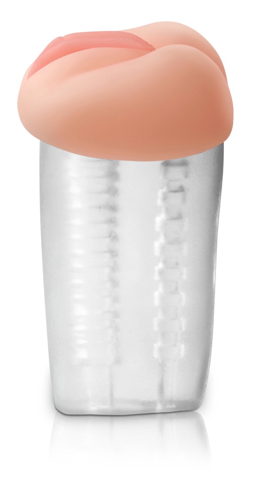 PET Deluxe See-Thru Masturbator Transparent cu Canal Texturat și Diametru Reglabiln - imagine 3