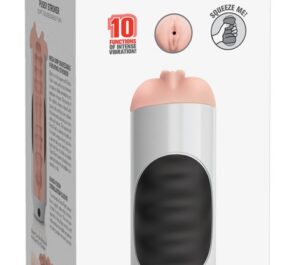 PET Mega Grip Vibrant Stroke Masturbator cu Vibrații și Ineluri Peniene