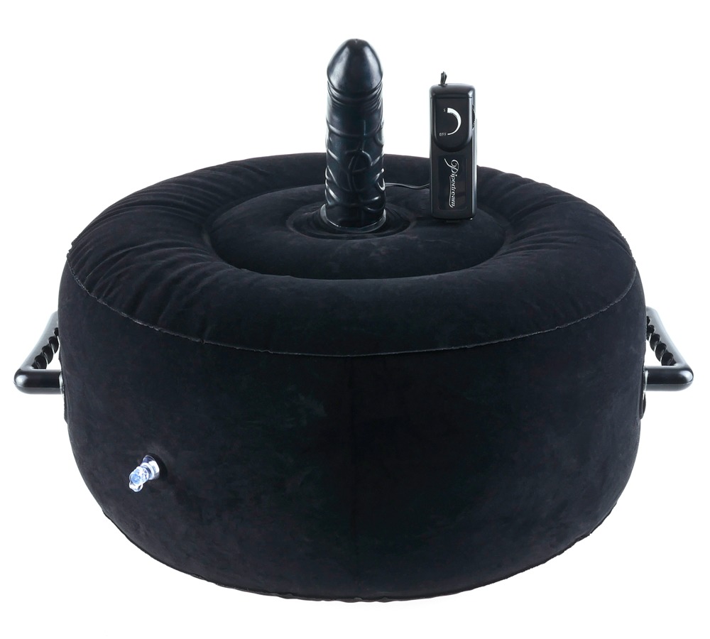 Fetish Fantasy Series Hot Seat Negru Pernă erotică gonflabilă cu vibrator și mânere - imagine 2