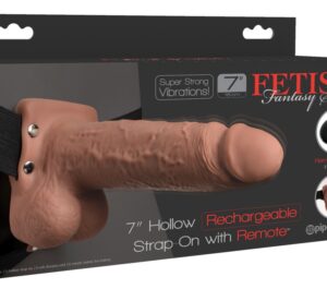 FFS 7 Strap-On Hollow Dark Remote Vibrator cu Ham Reglabil și 10 Moduri