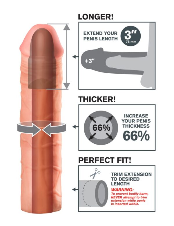 FXT Mega 3 Inch Extension Light Manșon pentru Penis cu Extensie 7.6 cm - imagine 4
