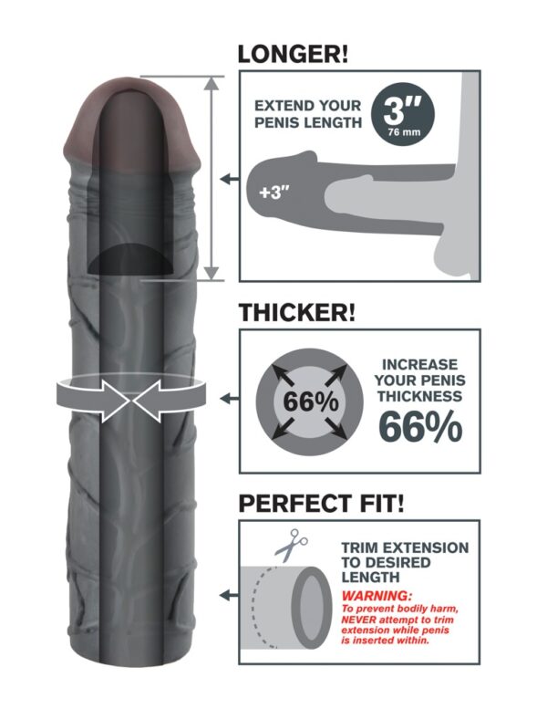 FXT Mega 3 Inch Extension Light Manșon pentru Penis cu Extensie 7.6 cm - imagine 8