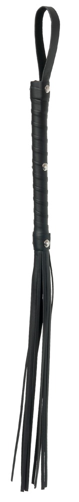 FFSLE Deluxe Cat O'Nine Negru Flogger cu Franjuri și Buclă pentru Încheietură - imagine 2