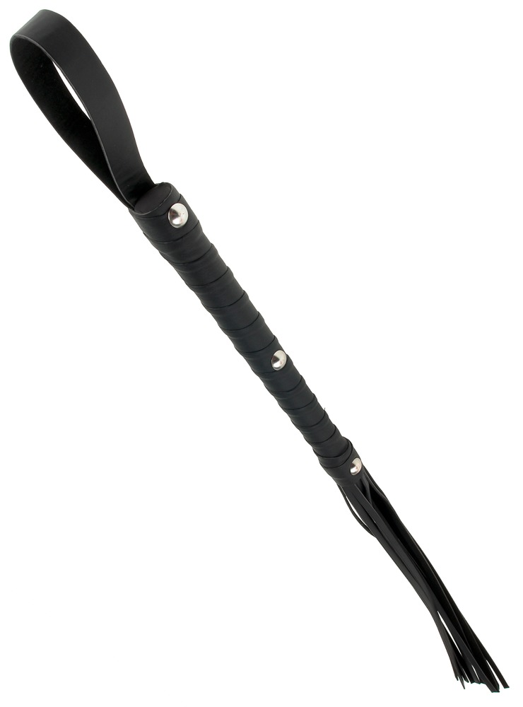 FFSLE Deluxe Cat O'Nine Negru Flogger cu Franjuri și Buclă pentru Încheietură - imagine 3