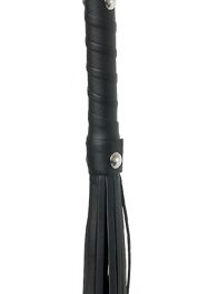 FFSLE Deluxe Cat O'Nine Negru Flogger cu Franjuri și Buclă pentru Încheietură