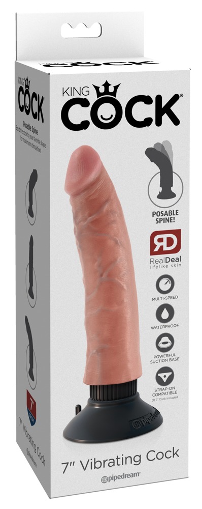 KC 7" Vibrant Cock Vibrator Realist cu Tijă Flexibilă și Ventuză