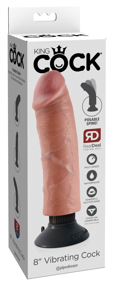 KC 8" Vibrant Cock Vibrator Realist cu Tijă Flexibilă și Ventuză