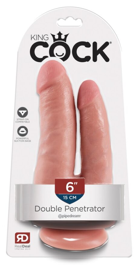 King Cock Dublu Penetrator Dildo Dublu Realist cu Ventuză