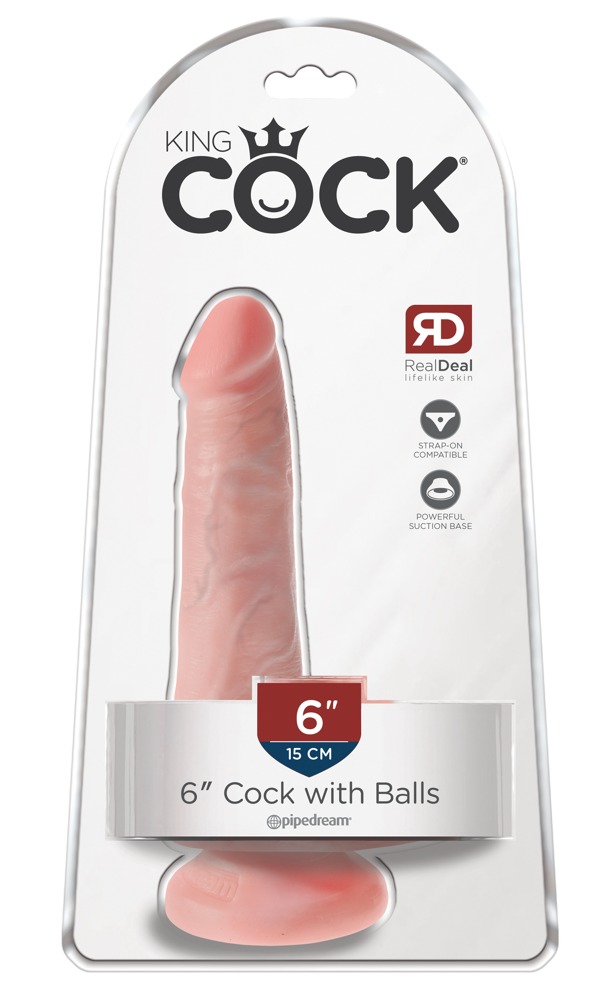 King Cock 6 Cock w Balls Light Dildo Realist cu Ventuză și Testicule
