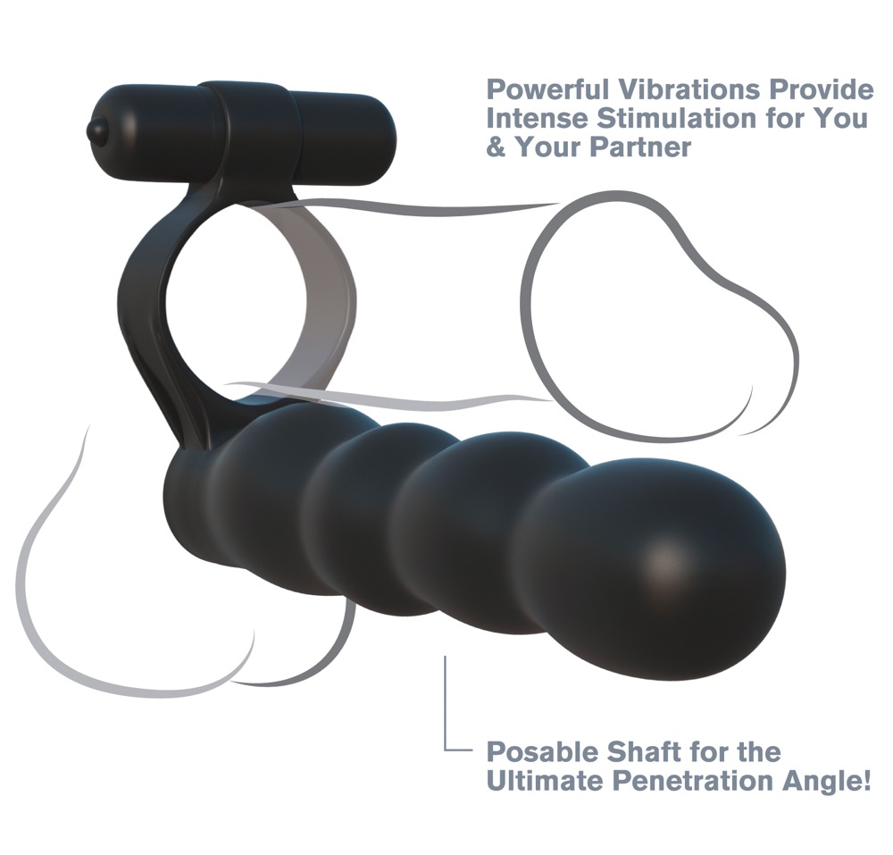 FCR Posable Partner Dublu Pen Inel pentru Penis cu Dildo și Vibrații - imagine 7