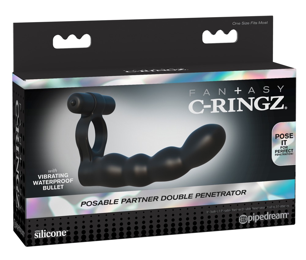 FCR Posable Partner Dublu Pen Inel pentru Penis cu Dildo și Vibrații
