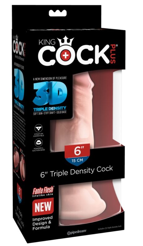 King Cock Plus 6 Triple Density Dildo Realist cu Ventuză, 18,4 cm