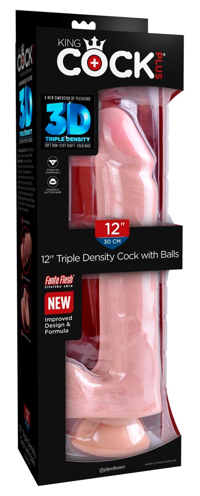 KCP 12 TD Cock cu Balls Dildo Realist cu Suprafață Moale și Ventuză