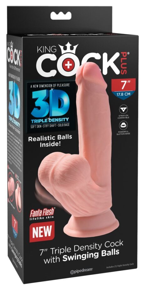 King Cock Plus KCP 7 TDC Dildo cu Testicule Mobile și Ventuză