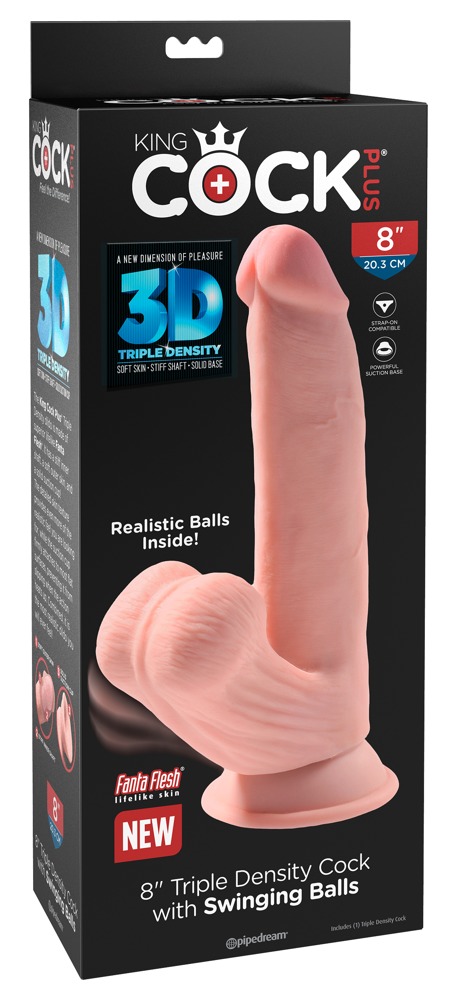 King Cock Plus Triple Density 8 Dildo realist cu testicule mobile ventuză și compatibilitate strap-on