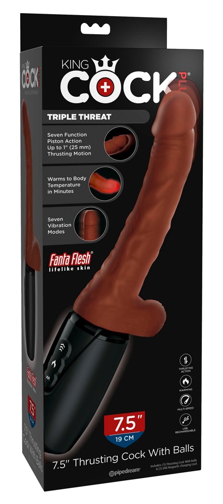 King Cock KCP 7.5 Thrusting Cock cu Testicule Încălzire și Vibrații