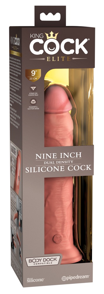 King Cock Elite 9 Inch Dildo Dual Density din Silicon cu Ventuză