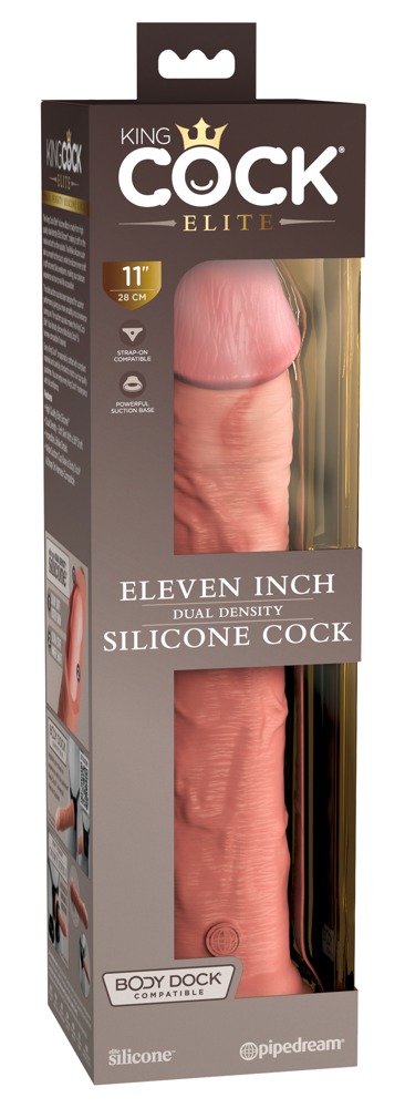 King Cock Elite 11 Inch Dildo Dual Density din Silicon cu Ventuză