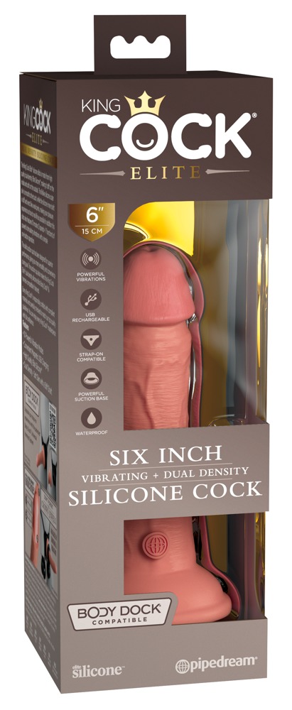 Vibrator realist din silicon Dual Density cu ventuză 17,8 cm