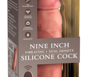 King Cock Elite 9" Dual Density Vibrator Realist cu Telecomandă și Ventuză, 24,8 cm