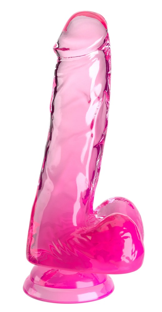 King Cock Clear 6 cu Bile Roz Dildo Transparent din TPE cu Ventuză - imagine 2
