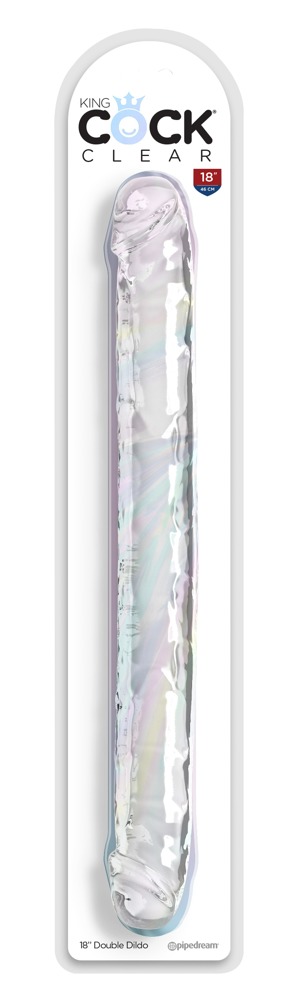 King Cock Clear 18 Inch Dildo Dublu Realist și Flexibil, Transparent, 46 cm