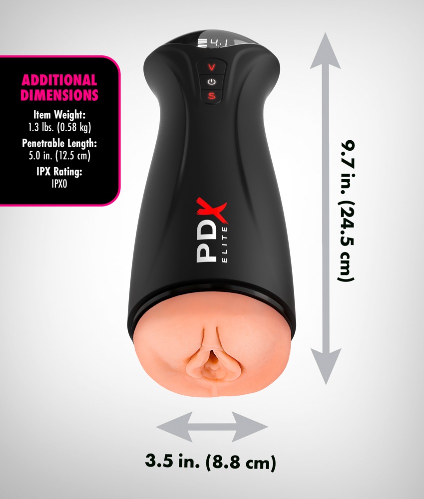 PDX Elite Fuck-Gasm Light Masturbator Automat cu Sucțiune și Vibrații - imagine 6
