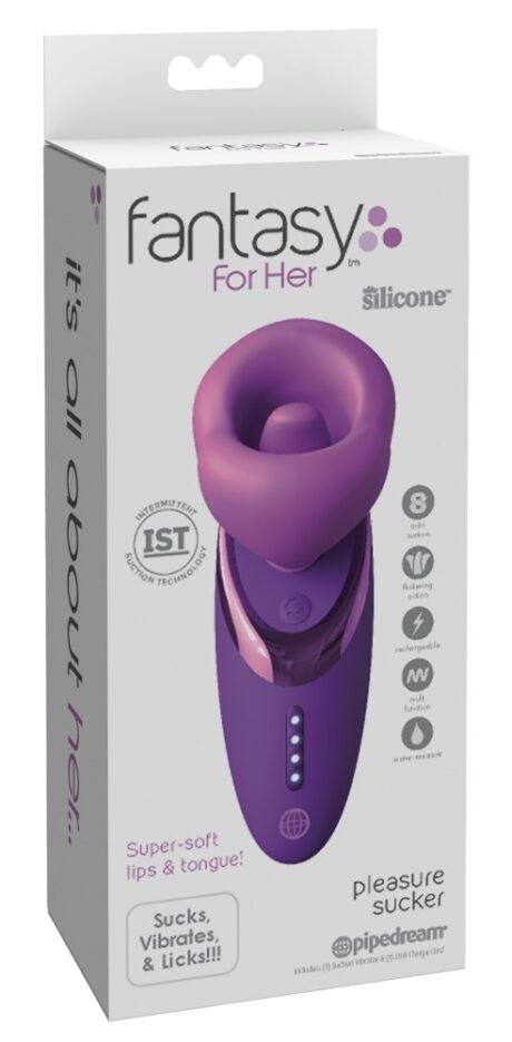 Fantasy For Her Pleasure Sucker Stimulator Clitoridian cu Sucțiune și Limbă Vibratoare, Mov