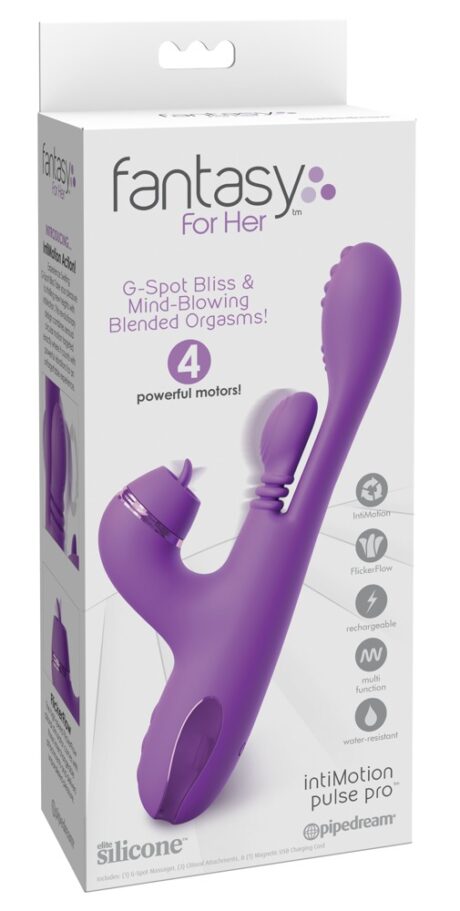 Fantasy For Her IntiMotion Pulse Pro Vibrator cu 4 Motoare și 3 Accesorii, Mov