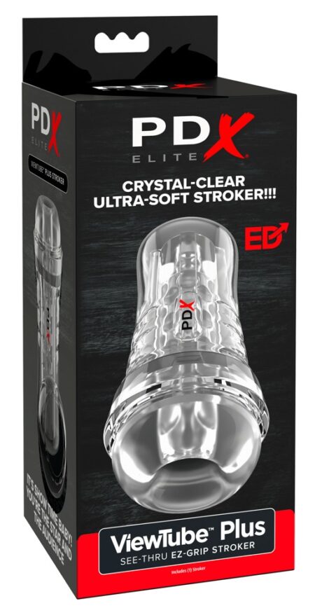 PDXE ViewTube EZ-Grip Masturbator Transparent cu Aspirație Reglabilă
