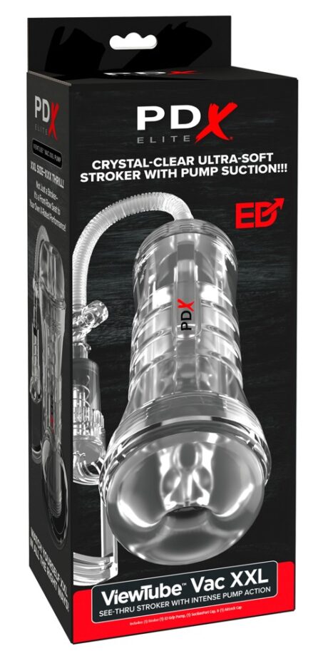PDXE ViewTube Vac XXL Masturbator Transparent cu Aspirație Reglabilă